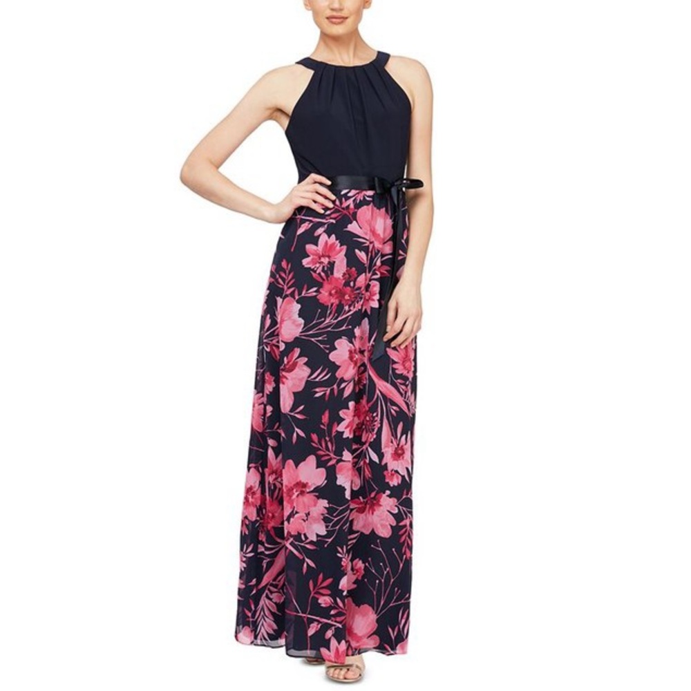 cute navy and pink floral maxi dress from macys